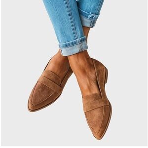 Classic Pointed Suede Loafers in Brown